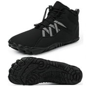 Women's Men's Wide Toe Box Winter Snow Boots Barefoot Waterproof Hiking Shoes, Black 7.5 Women/6.5 Men