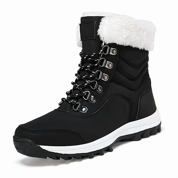 Stepedia Women's Snow Boots Cozy Insulated Faux Fur Lined Waterproof Mid-Calf Winter Boots, Black