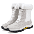 thumbnail image 1 of Stepedia Women's Warm Faux Fur Lined Windproof Mid-Calf Winter Snow Boots, White Size 6.5, 1 of 8