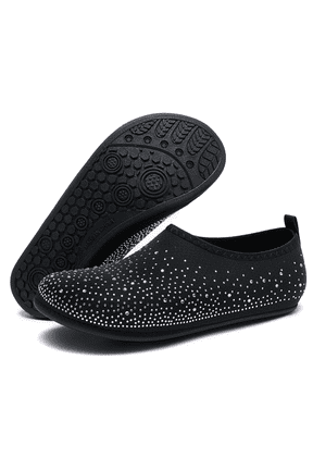 Women's Water Shoes Rhinestone Aqua Socks Quick Dry Beach Swim Shoes for Pool Diving Boating Yoga