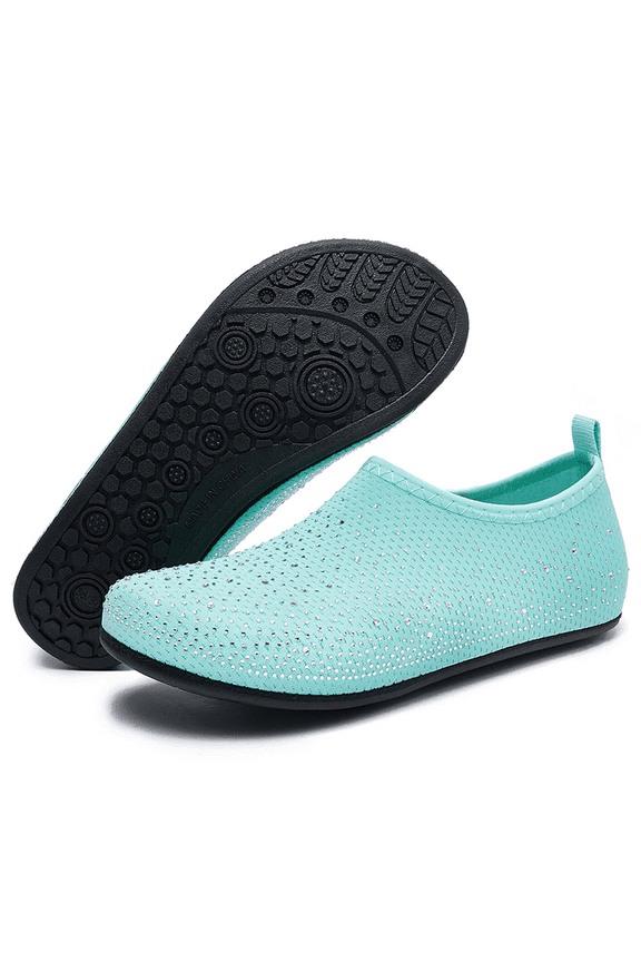 Women's Water Shoes Rhinestone Aqua Socks Quick Dry Beach Swim Shoes for Pool Diving Boating Yoga