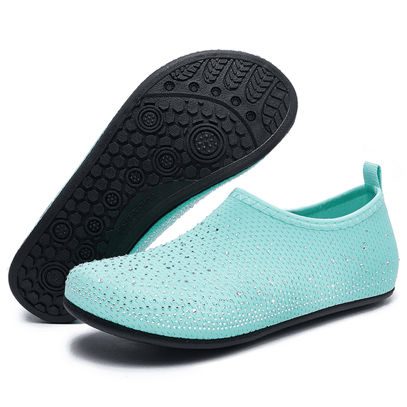 Stepedia Women's Water Shoes Rhinestone Aqua Socks Quick Dry Beach Swim Shoes for Pool Diving Boating Yoga