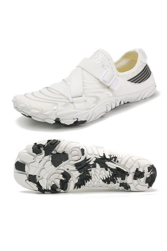 Women's Wide Barefoot Water Shoes Quick Dry Athletic Beach Shoes, White US 5.5
