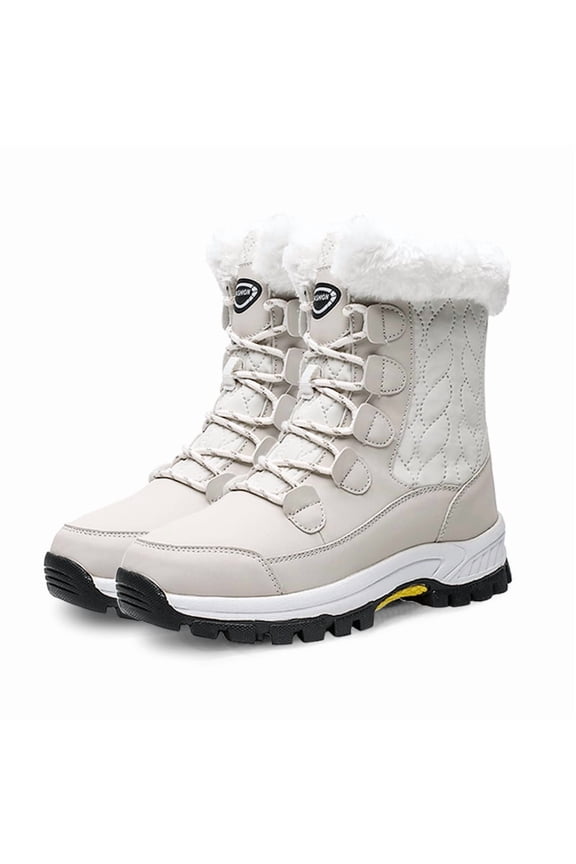 Women's Winter Waterproof Slip Resistant Snow Boots Warm Faux Fur Lined Mid-Calf Boots