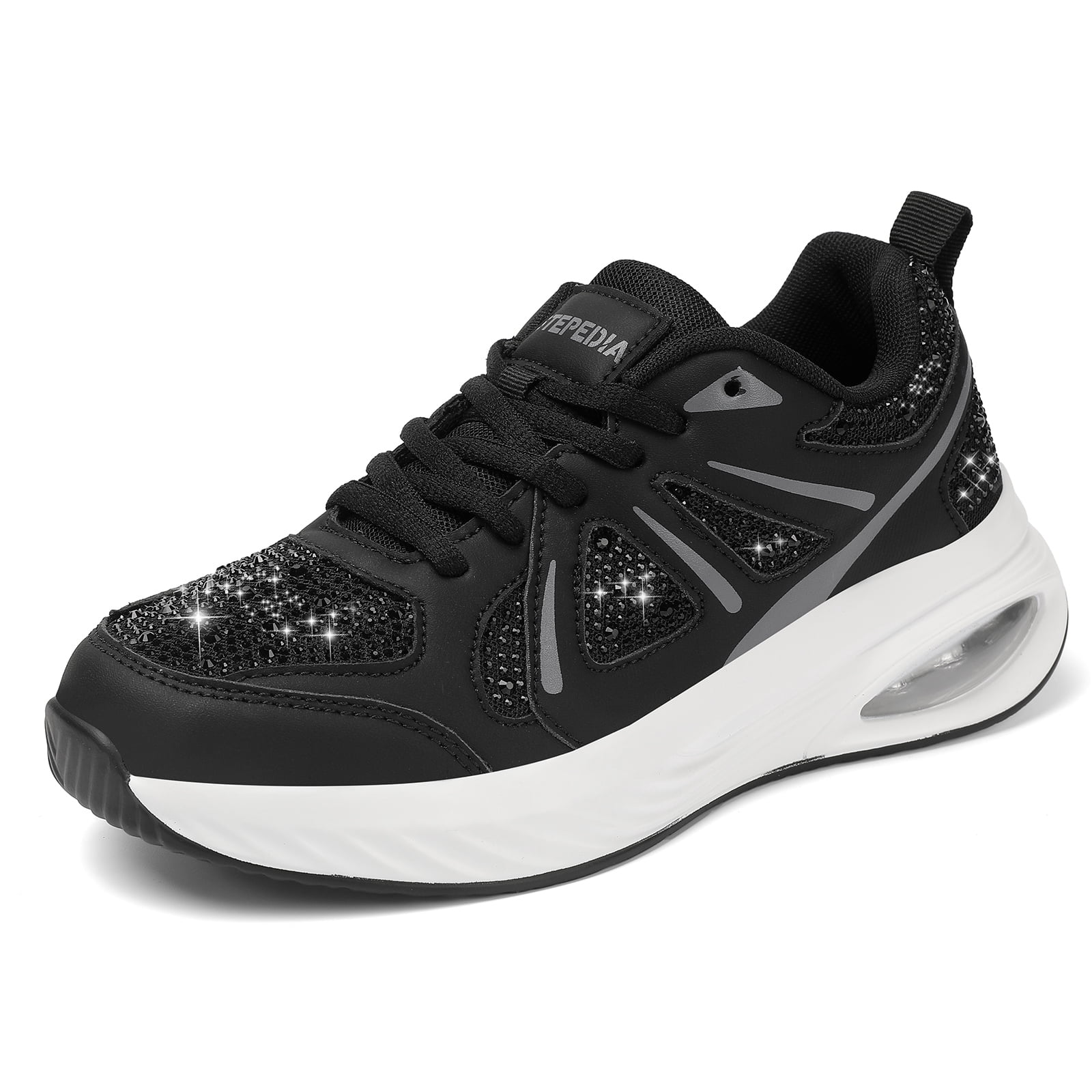 Womens Air Cushion Sneakers Rhinestone Lightweight Walking Shoes Breathable Tennis Shoes