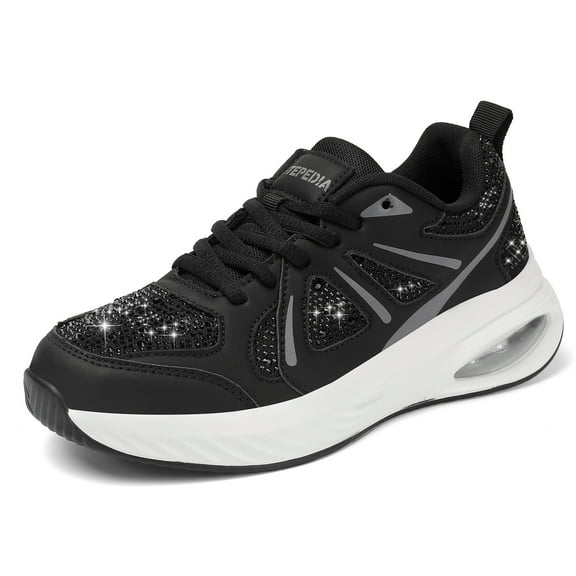 Stepedia Womens Air Cushion Sneakers Rhinestone Lightweight Walking Shoes Breathable Tennis Shoes