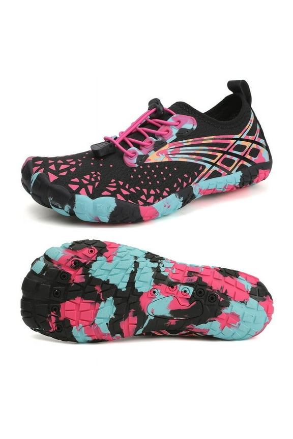 Womens Mens Water Shoes Barefoot Aquatic Sports Shoes for Swim Beach Pool Boating Yoga, Black Rose