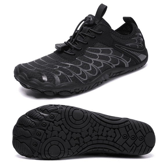 Stepedia Womens Mens Water Shoes Quick Dry Barefoot Wide Toe Box Aqua Swim Beach Shoes, Black