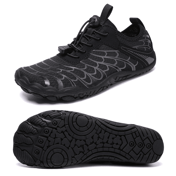 Stepedia Womens Mens Water Shoes Quick Dry Barefoot Wide Toe Box Aqua Swim Beach Shoes, Black