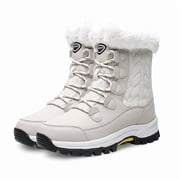 Stepedia Womens Snow Boots Winter Waterproof Warm Faux Lined Mid Calf Booties, White