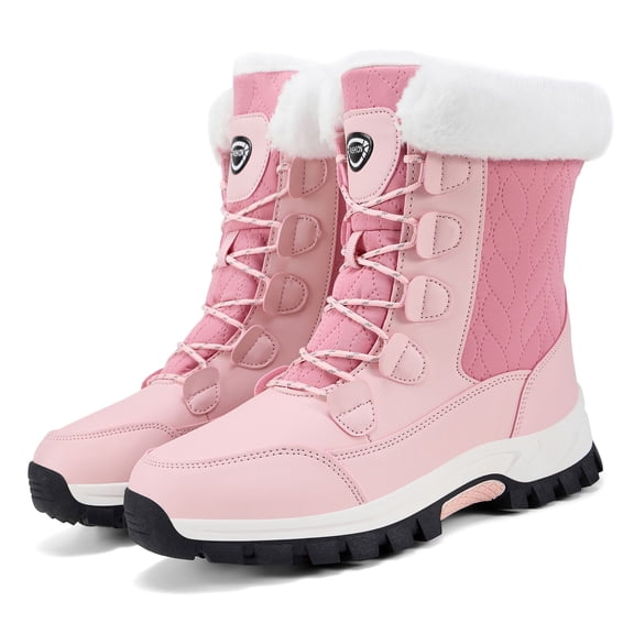 Stepedia Womens Winter Boots Outdoor Winter Boots Warm Waterproof Shoes, Pink Size 6