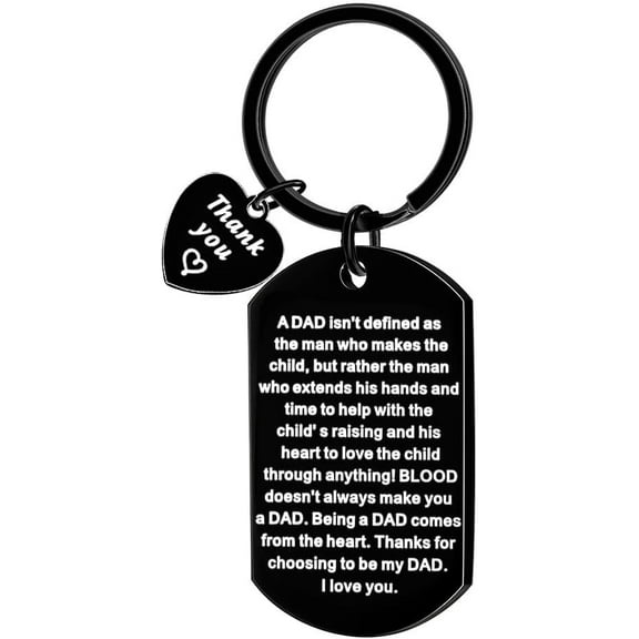 Stepfather Gift Dad's Father Keychain, Daughter Son Thank You Dad Birthday Christmas Gift for Men