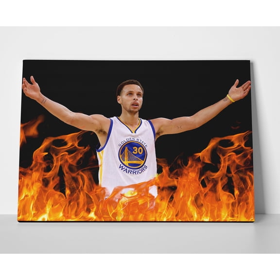 Steph Curry Fire Poster or Wrapped Canvas