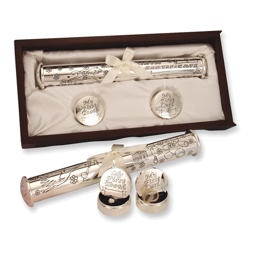 Stephan Baby Birth Certificate, First Tooth and First Curl Holders Keepsake Box