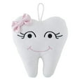 thumbnail image 1 of Stephan Baby Plush Tooth-Shaped Fairy Pillow, White with Pink Bow, 5 1/2 inch, 1 of 3