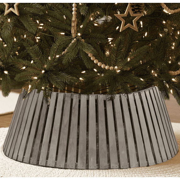 Stephan Roberts 27.95 in Slated Wood Tree Collar, Natural Burned Smoke Gray