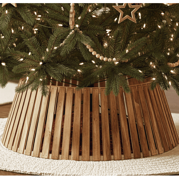 Stephan Roberts 27.95 in Slated Wood Tree Collar, Natural Burned Smoke