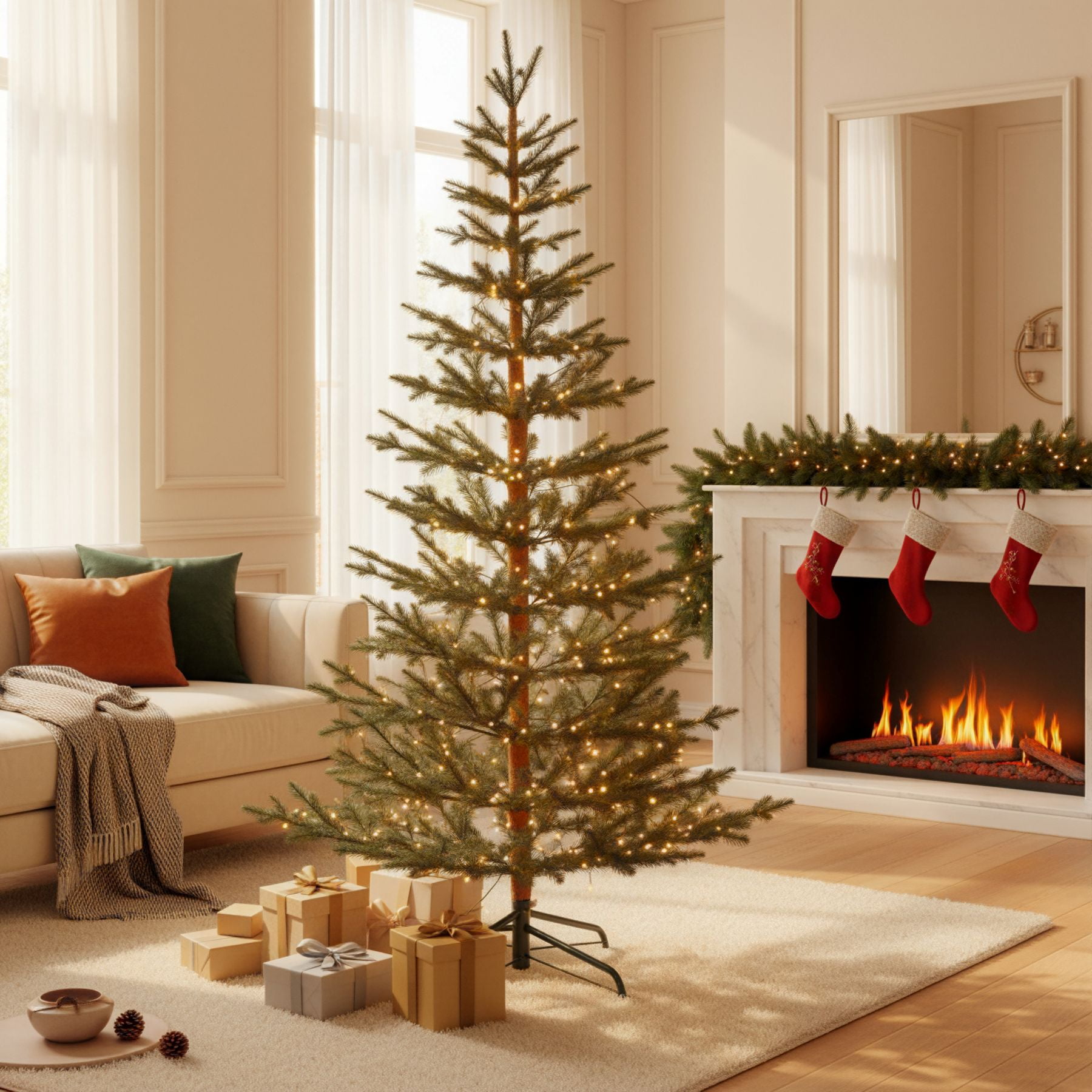 Stephan Roberts 7.5ft Pre-Lit Faux Alpine Balsam Tree, 780 Tips
