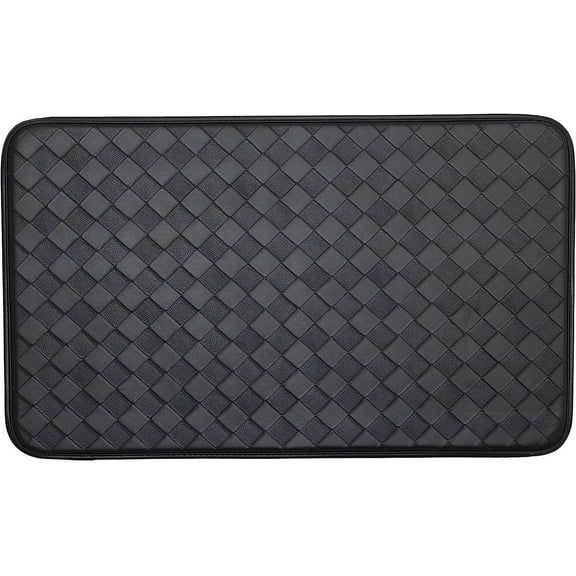 Stephan Roberts Anti-Fatigue Kitchen Faux Leather Non-Skid Cushioned Comfort Mat, 18" x 30", Diamond Black/Black