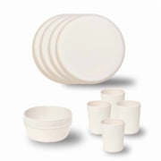 Stephan Roberts Bamboo Dinnerware Set, Eco-Friendly Bamboo Fiber Dinnerware, 12 PC Cereal Bowls, Unbreakable Plates, Cups