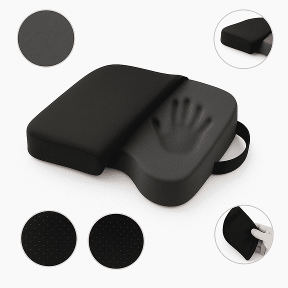 Stephan Roberts Comfort Memory Foam Cushion Seat Pad for Wheelchair with Black Solid Print