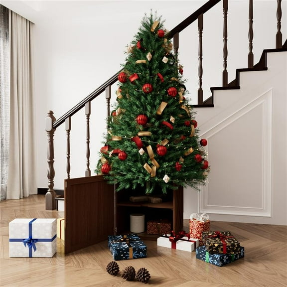 Stephan Roberts Elevated Christmas Tree Stand and Collar Set, 20H Collar with 16H Tree Stand Rustic Brown