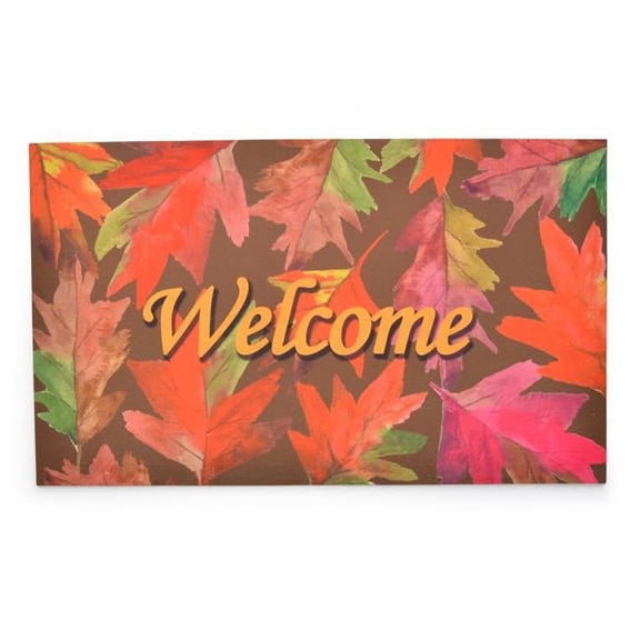 Stephan Roberts Home STRB-15806-12 18 x 30 in. Crumb Rubber Door Mat, Welcome Leaves