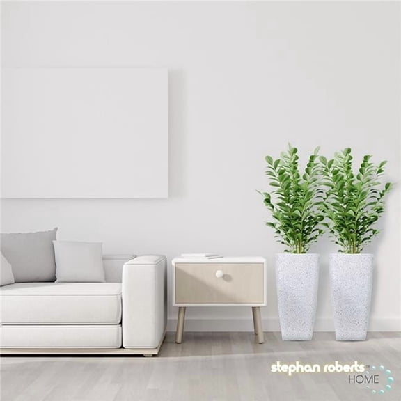 Stephan Roberts Rectangle 22 Inch Tall Planters, Indoor/Outdoor Planting Pots with Drainage Holes, Set of 2