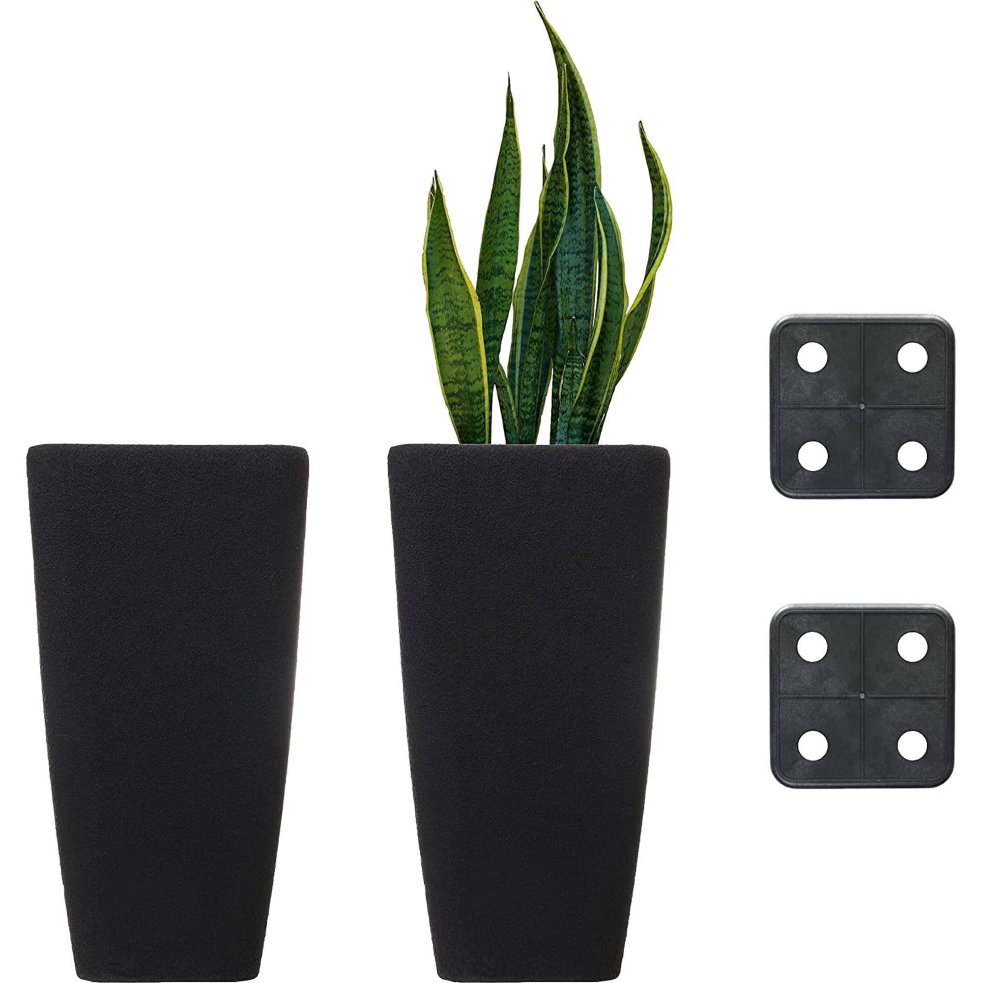 Spepla Flower Pots Set of 4, 4/5/6/7 Inch Plant Pot with Drainage Holes,  Planters for Indoor Outdoor Gardening Plants, Black