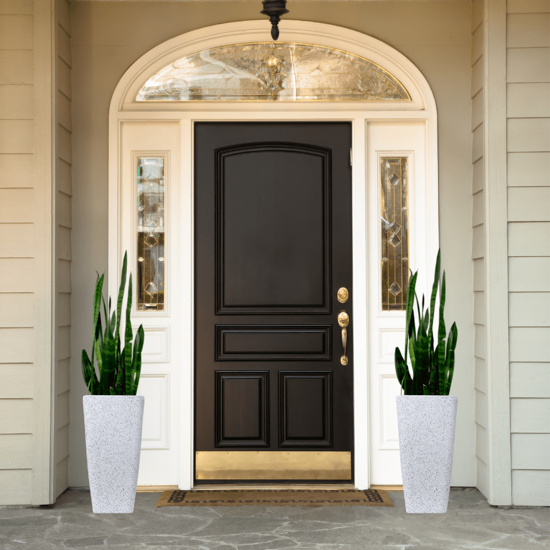 White Tall Indoor/Outdoor Planters with Drainage Holes, Set of 2