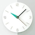 thumbnail image 1 of Stephanie Imports Modern Minimalist White & Teal Green Silent Wall Clock, 1 of 3