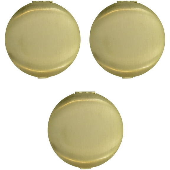 Set of 3 Double Sided Magnifying Compact Mirrors With Brushed Metal Finish (Gold, Round)