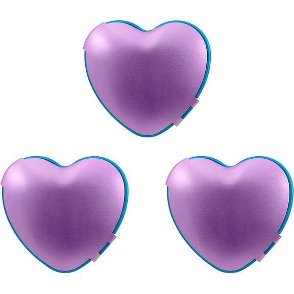 Set of 3 Heart Shaped Dual Color Compact Mirrors With Brushed Metal Finish (Purple & Blue)