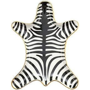 Stephanie Imports Zebra Gold Ceramic Trinket Plate and Decorative Jewelry Dish