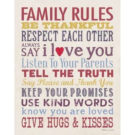 Stephanie Marrott Art PDXSM1510062SMALL Family Rules Poster Print by Stephanie Marrott, 11 x 14 - Small
