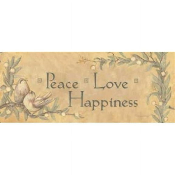 Stephanie Marrott Art PDXSM232SMALL Peace Love Happiness Poster Print by Stephanie Marrott, 10 x 20 - Small