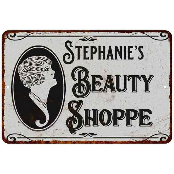 Stephanie's Beauty Shoppe Chic Sign Vintage Decor 8x12 Metal Sign 208120021044