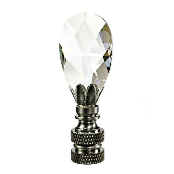 Stephanov Crystal Small Teardrop Nickel Base Lamp Finial 2.5"h