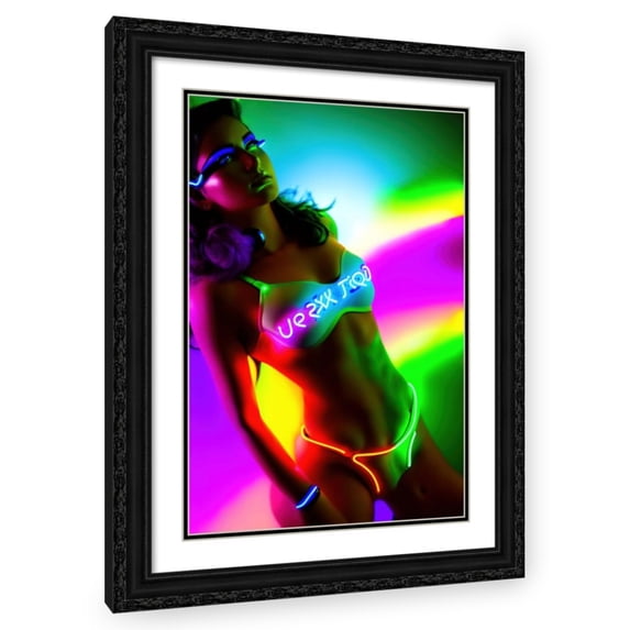 Stephen Chambers 11x14 Black Ornate Wood Framed With Double Matting Wall Art Titled - Neon Venus 14