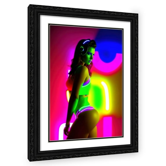 Stephen Chambers 11x14 Black Ornate Wood Framed With Double Matting Wall Art Titled - Neon Venus 16