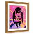 thumbnail image 1 of Stephen Chambers 11x14 Gold Ornate Wood Framed With Double Matting Wall Art Titled - Monkey Live Life, 1 of 6