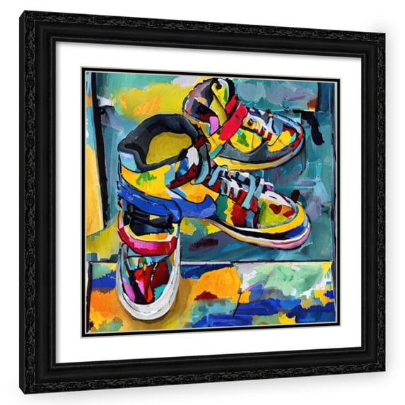 Stephen Chambers 12x12 Black Ornate Wood Framed With Double Matting Wall Art Titled - Air Jordan 17