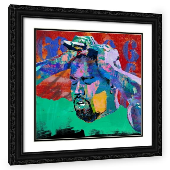 Stephen Chambers 12x12 Black Ornate Wood Framed With Double Matting Wall Art Titled - Kanye