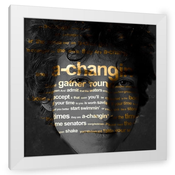 Stephen Chambers 12x12 White Modern Wood Framed Wall Art Titled - Bob Dylan Lyric