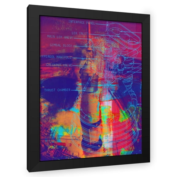 Stephen Chambers 12x14 Black Modern Wood Framed Wall Art Titled - Apollo 11