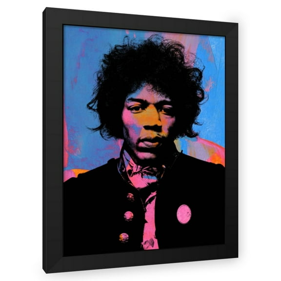 Stephen Chambers 12x14 Black Modern Wood Framed Wall Art Titled - Jimi Hendrix Brightcolors