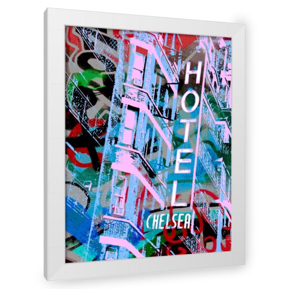 Stephen Chambers 12x14 White Modern Wood Framed Wall Art Titled - Chelsea Hotel