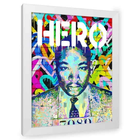 Stephen Chambers 12x14 White Modern Wood Framed Wall Art Titled - Mlk Hero