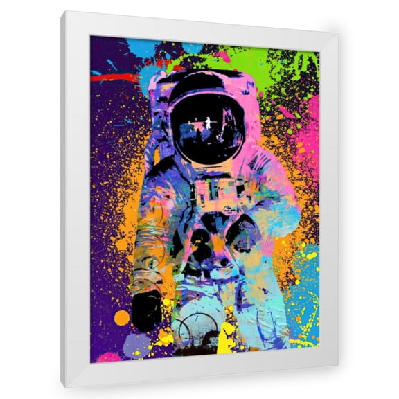 Stephen Chambers 12x14 White Modern Wood Framed Wall Art Titled - Moonman 2