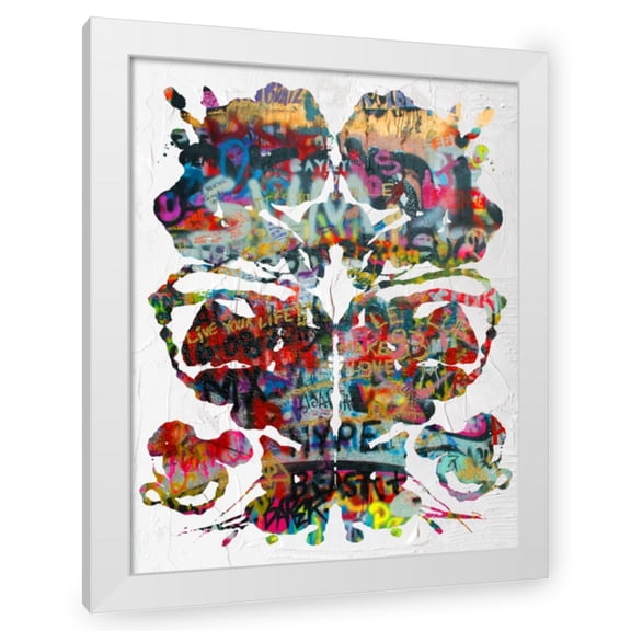 Stephen Chambers 12x14 White Modern Wood Framed Wall Art Titled - Rorschach Graffiti